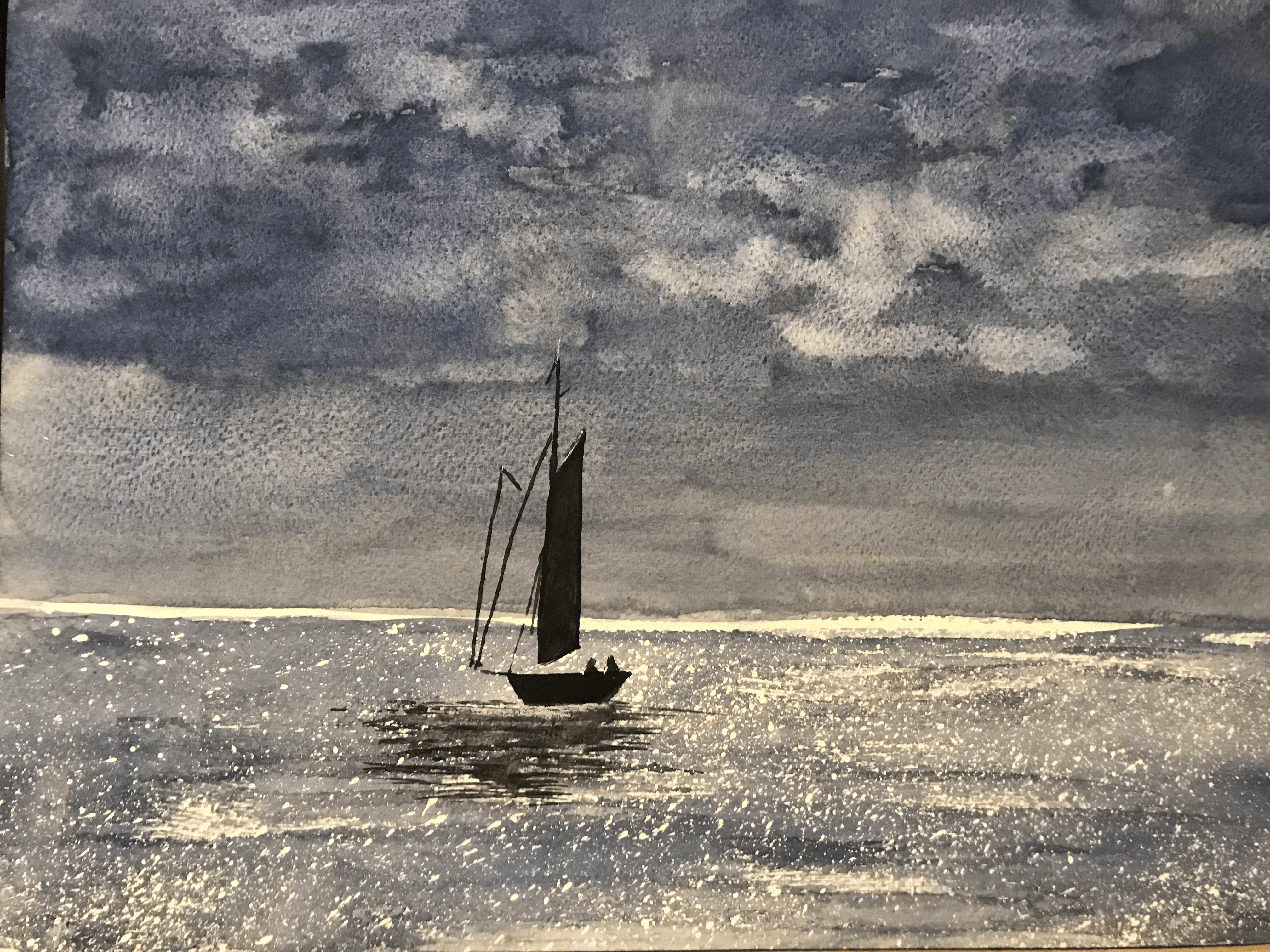 aquarelle au large de marseille mai 2022