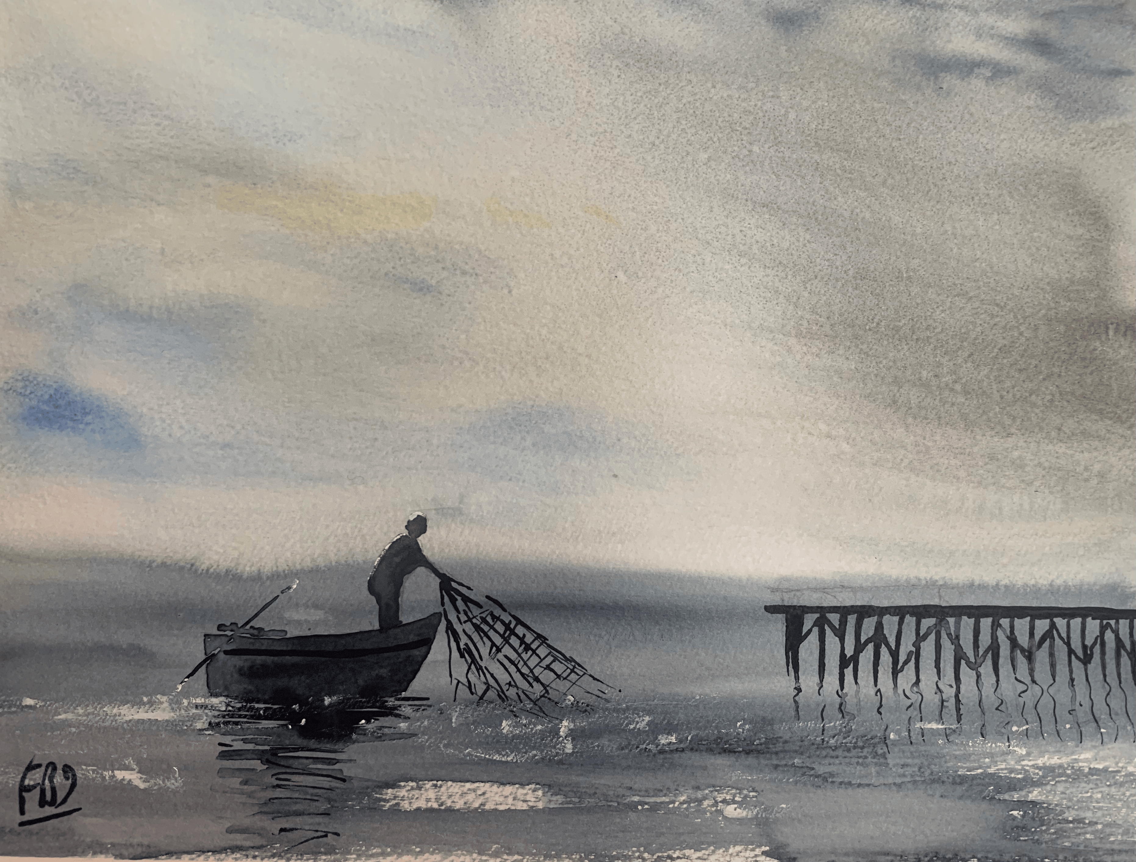 aquarelle au large de marseille mai 2022