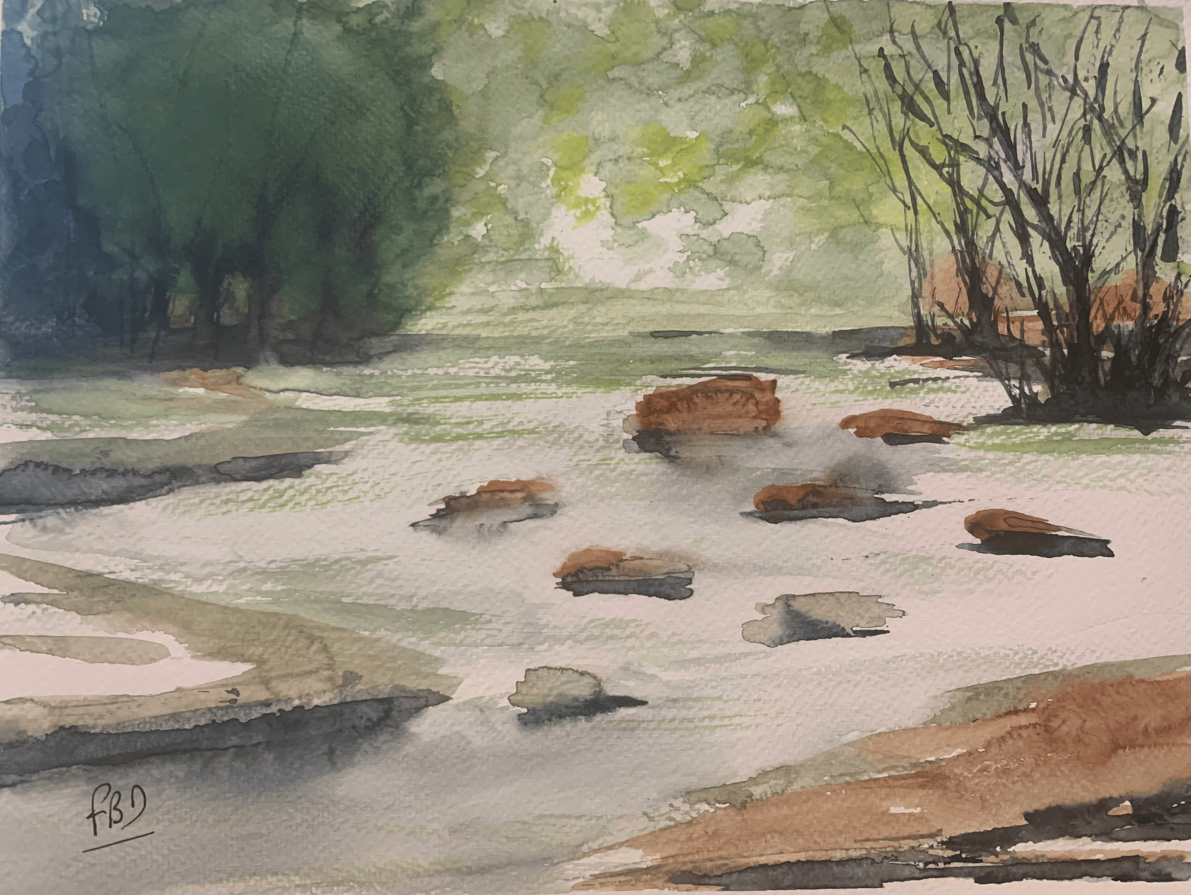 aquarelle bourg saint maurice juin 2022