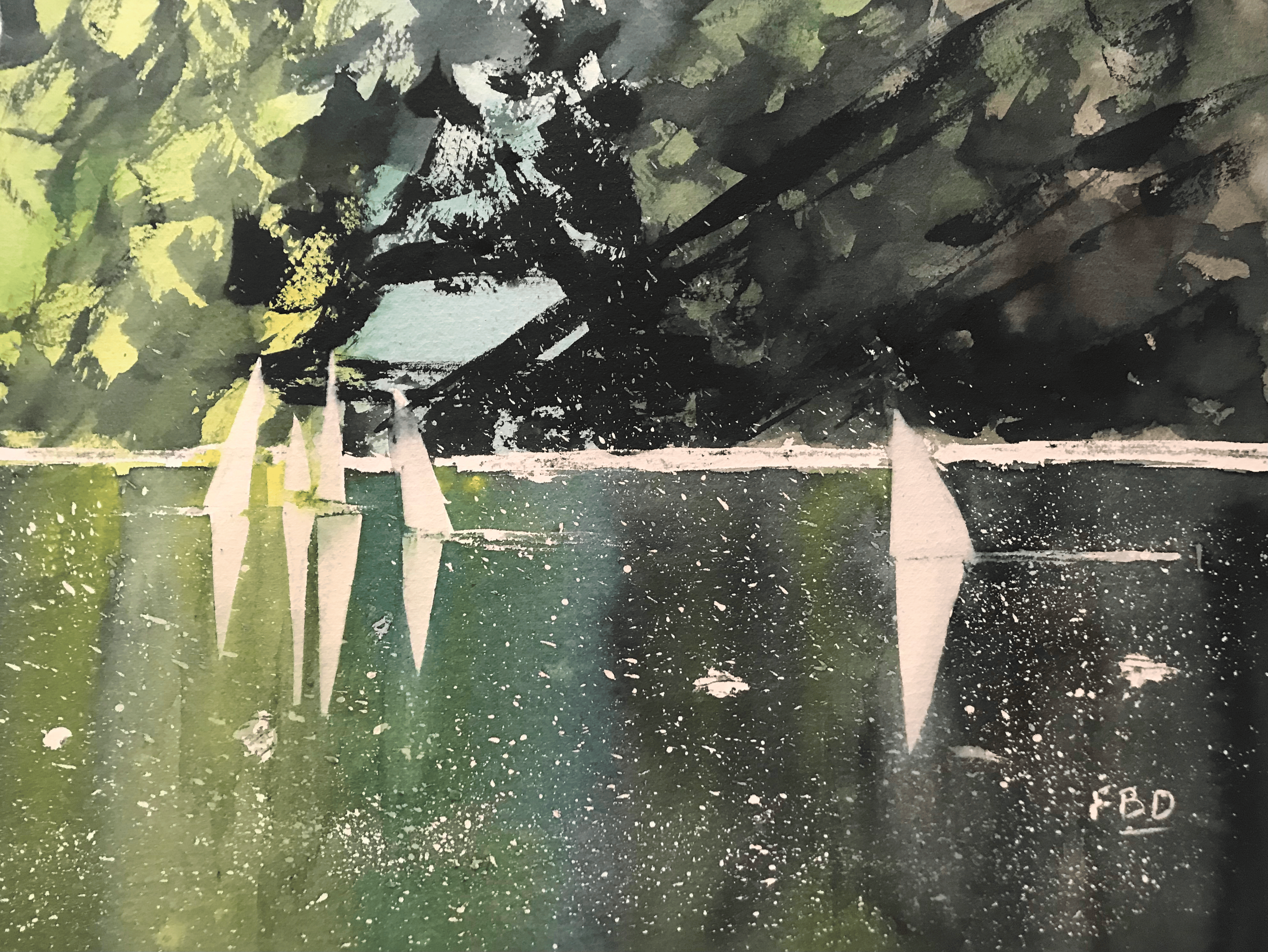 aquarelle crépuscule d'hiver janvier 2023