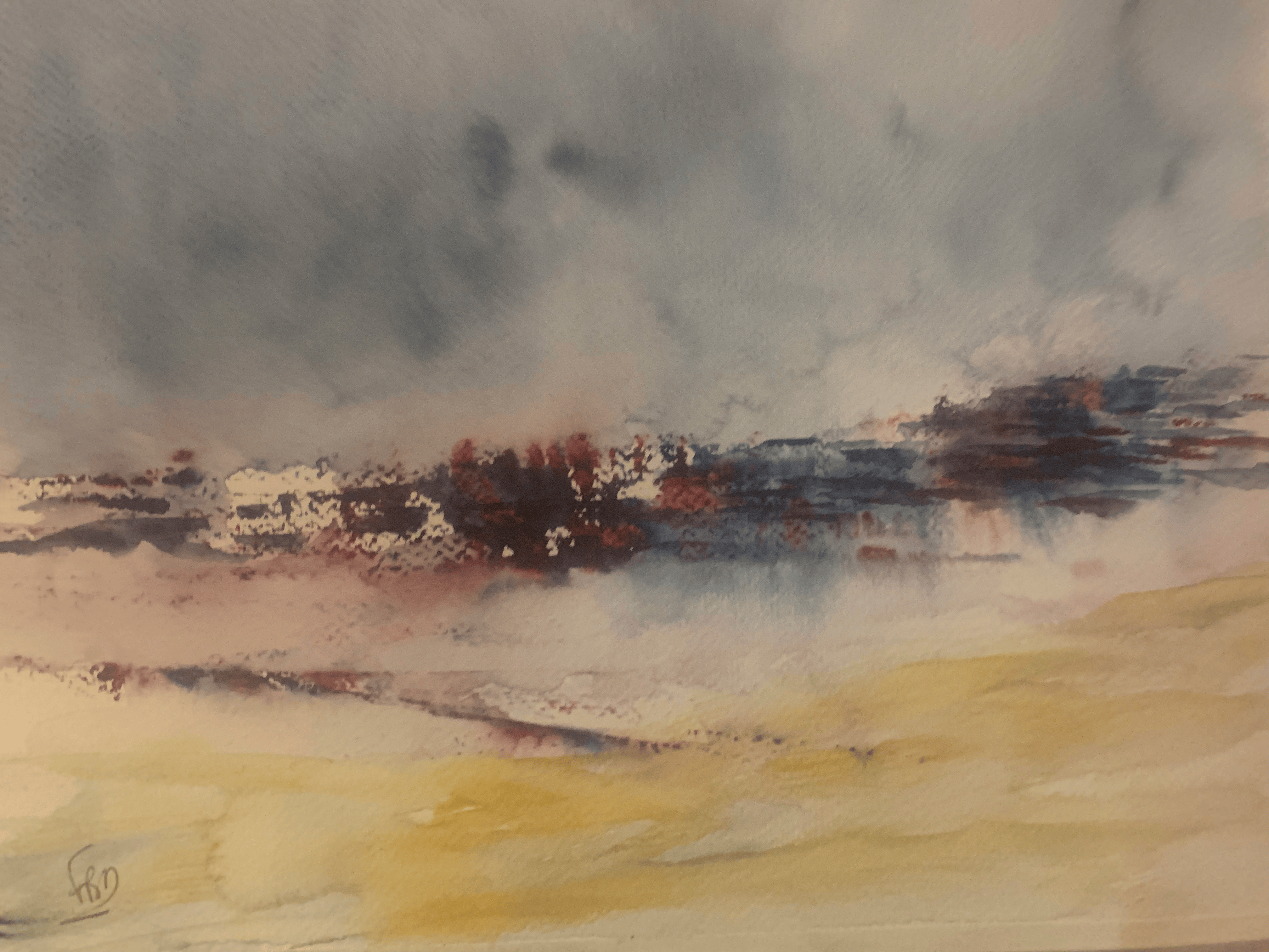 aquarelle crépuscule d'hiver janvier 2023