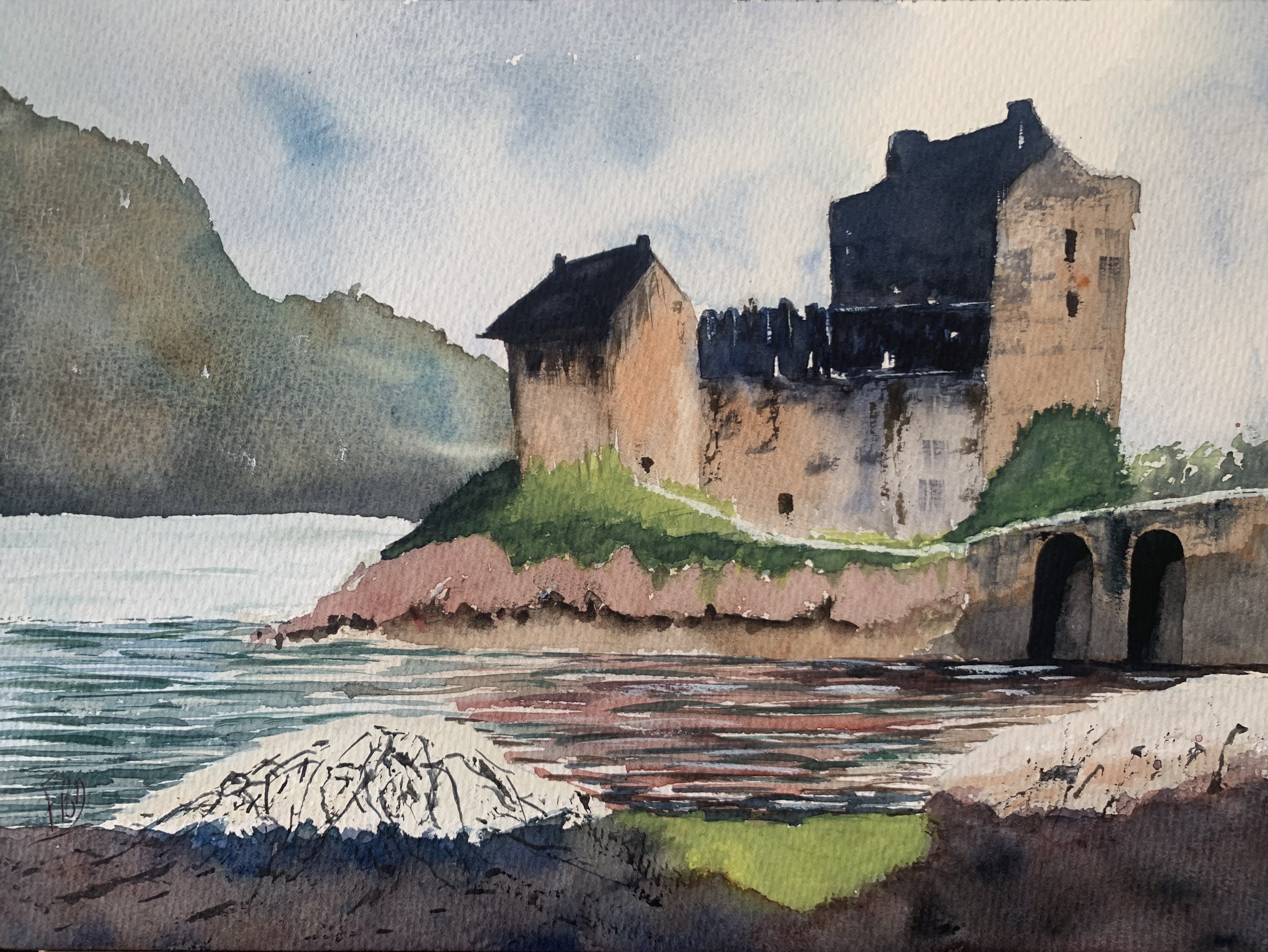 aquarelle Eilean Donan Castle Ecosse mai 2024