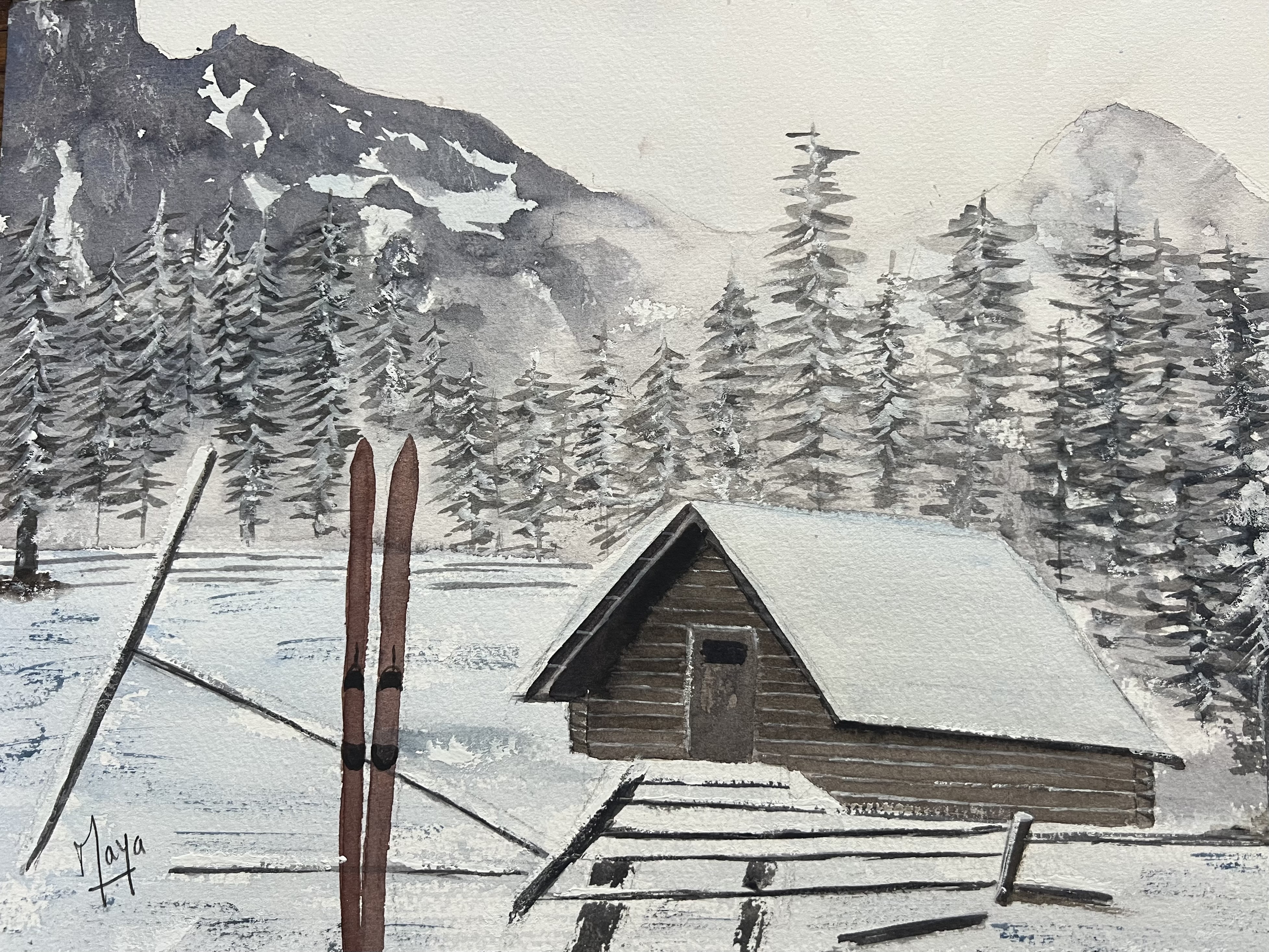 aquarelle Les Arcs mars 2025