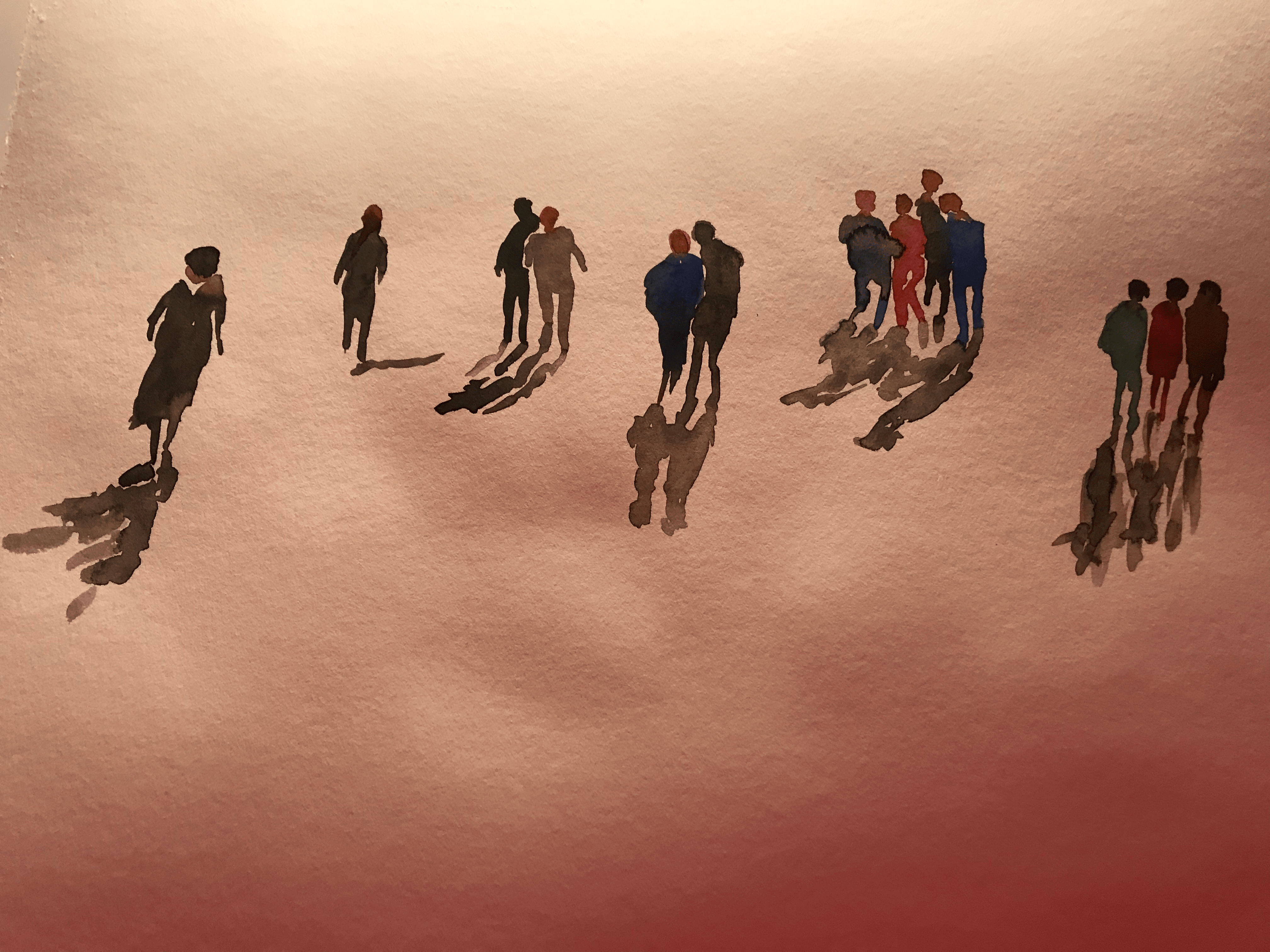 aquarelle marcher dans le sable avril 2020