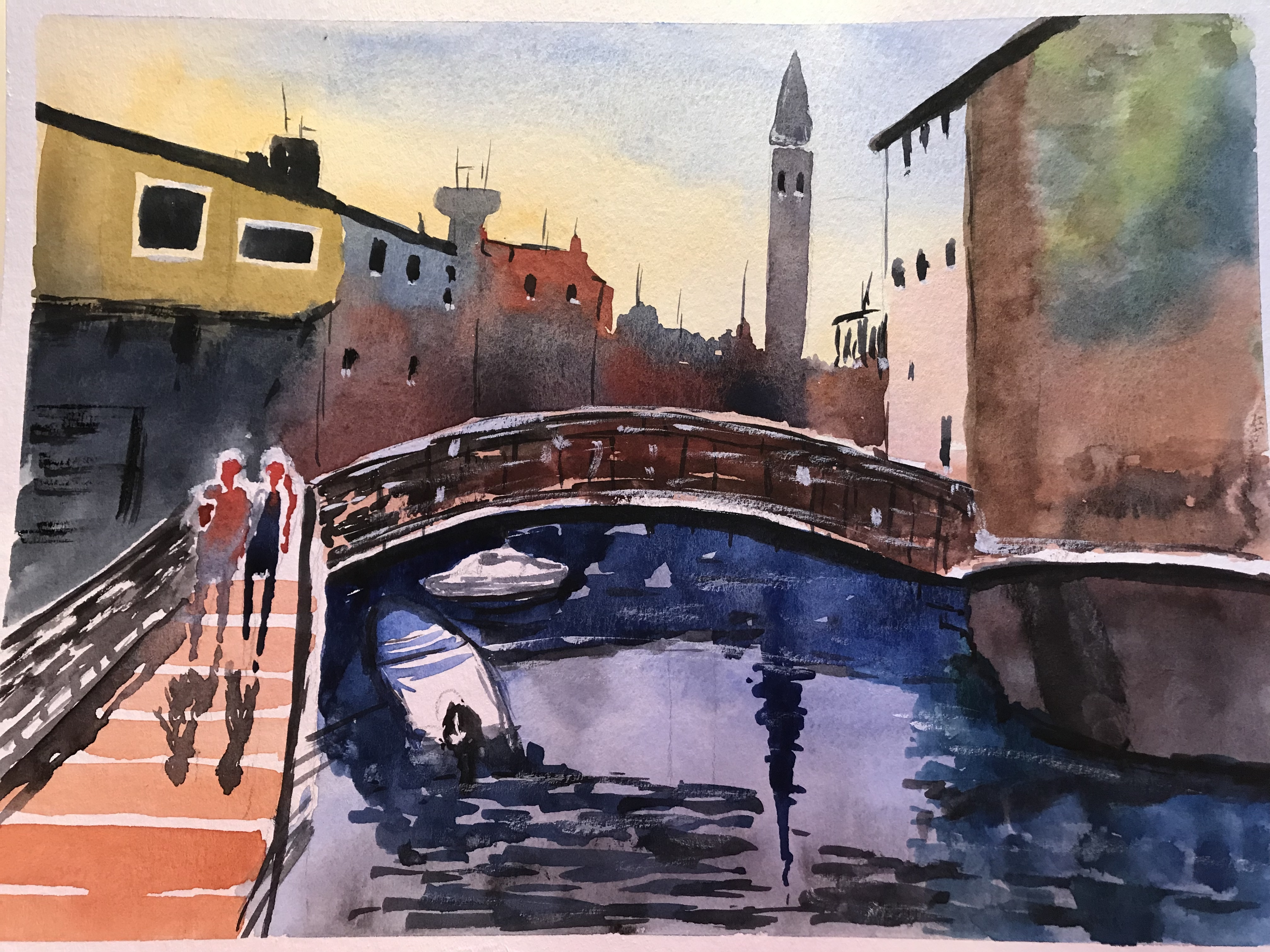 aquarelle pont de venise juin 2019