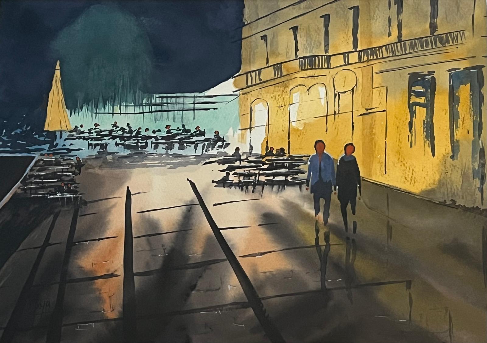 aquarelle Quai Novotného Lavka Prague octobre 2025