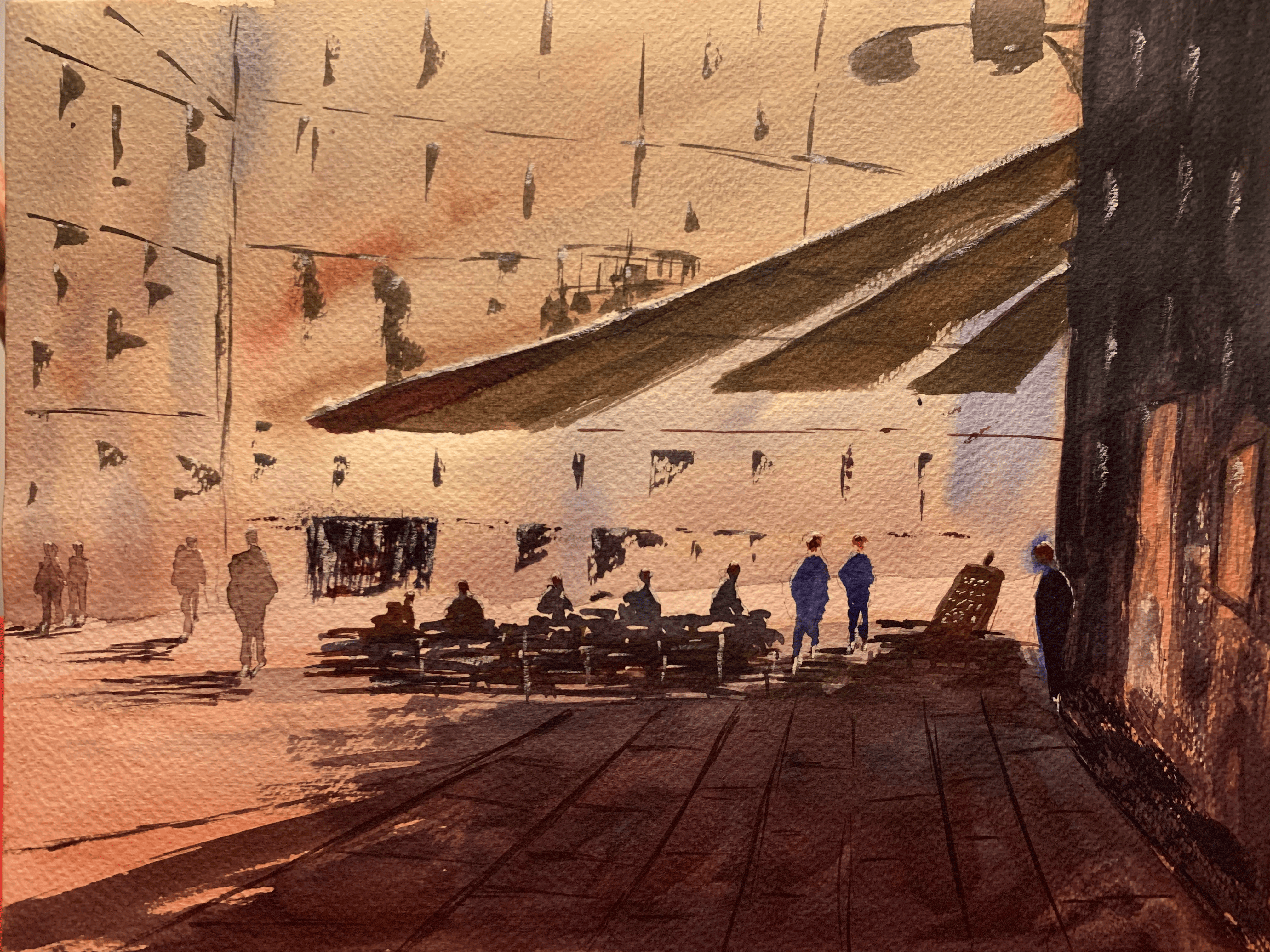 aquarelle terasse de venise juin 2019