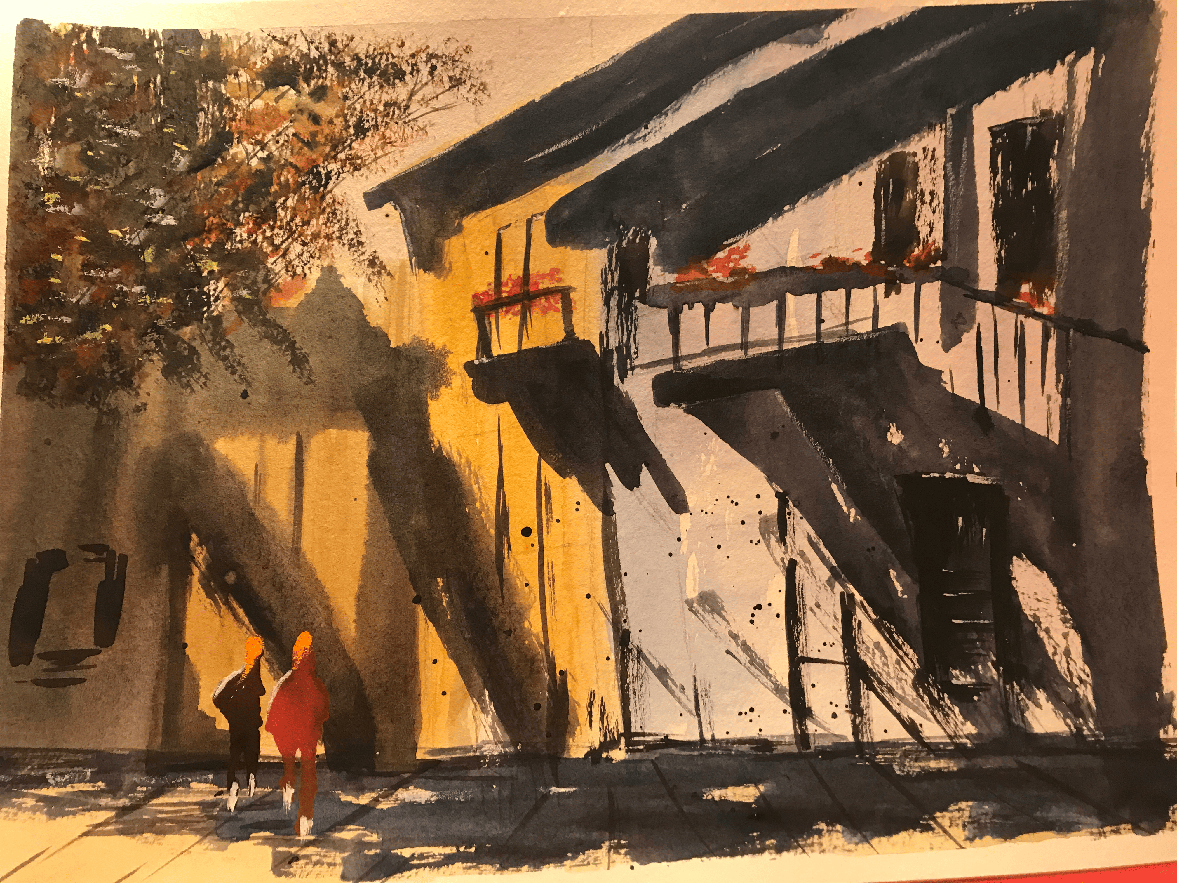 aquarelle matin d'hiver fevrier 2023